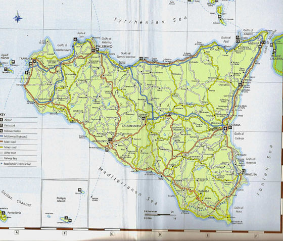 Large map of Sicily 1