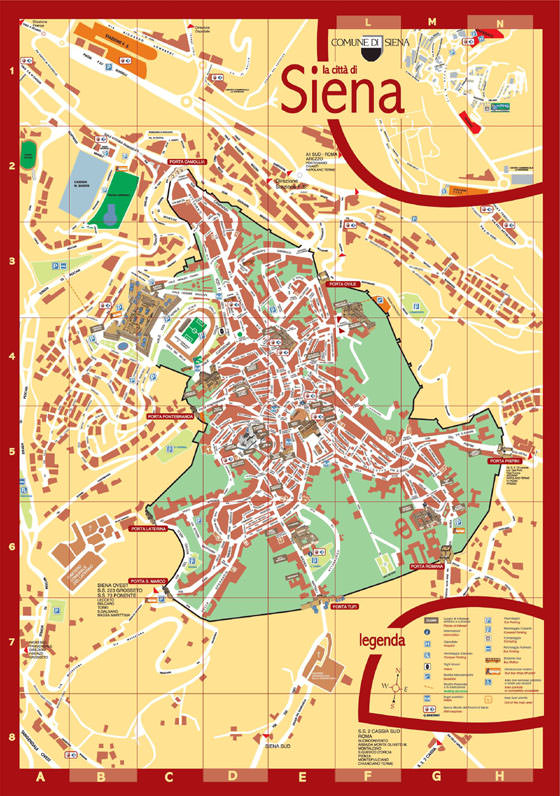 Gedetailleerde plattegrond van Siena