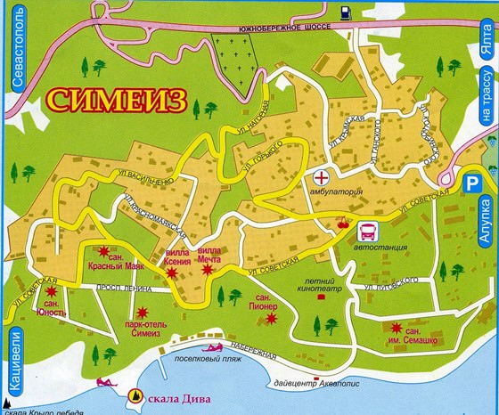Детальная карта Симеиза 1