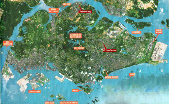 Hoge-resolutie kaart van Singapore
