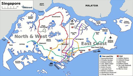 Gedetailleerde plattegrond van Singapore