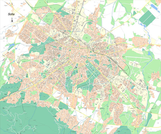Gedetailleerde plattegrond van Sofia