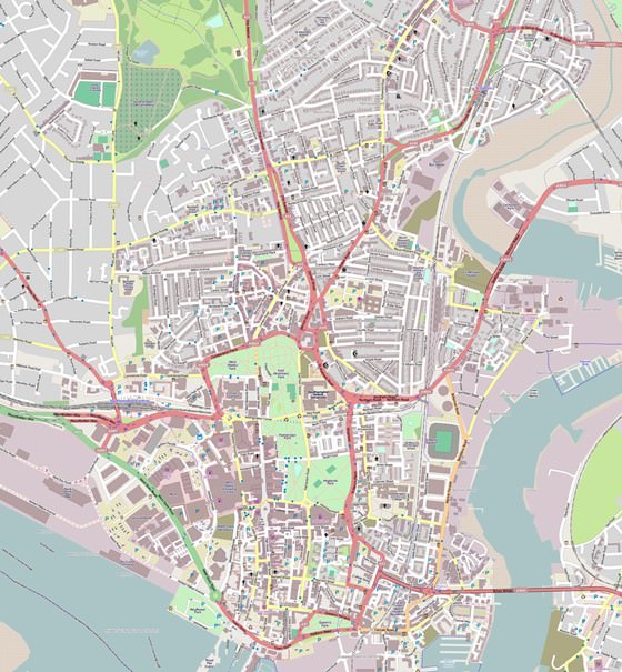 Gedetailleerde plattegrond van Southampton