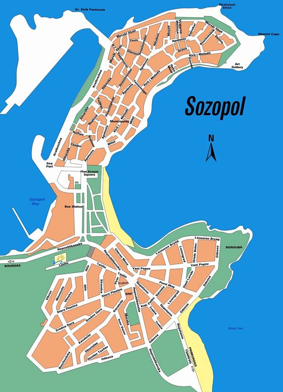 Подробная карта Созополя 2