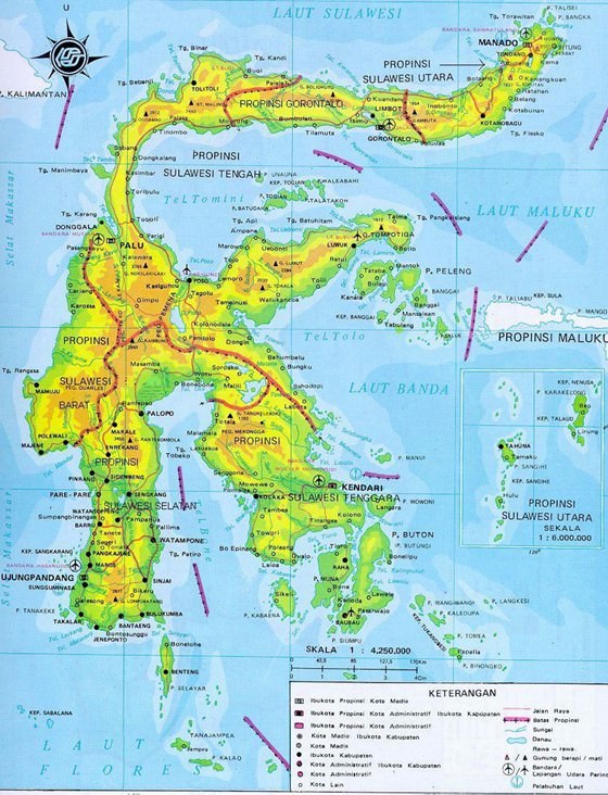 Detaillierte Karte von Sulawesi Insel 2