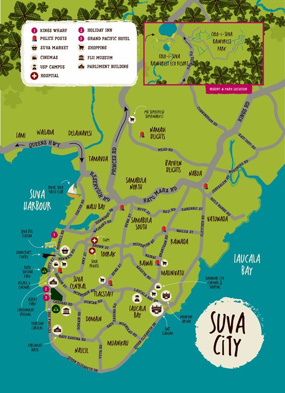 Gedetailleerde plattegrond van Suva