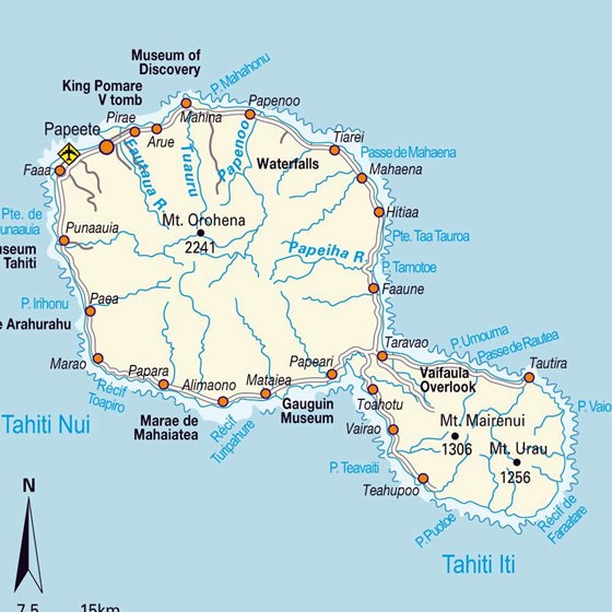 Große Karte von Tahiti Insel 1