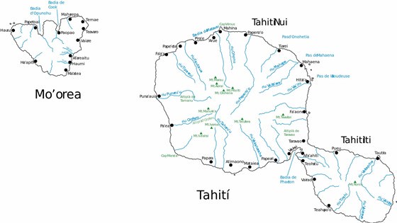 Mapa detallado de Tahití 2