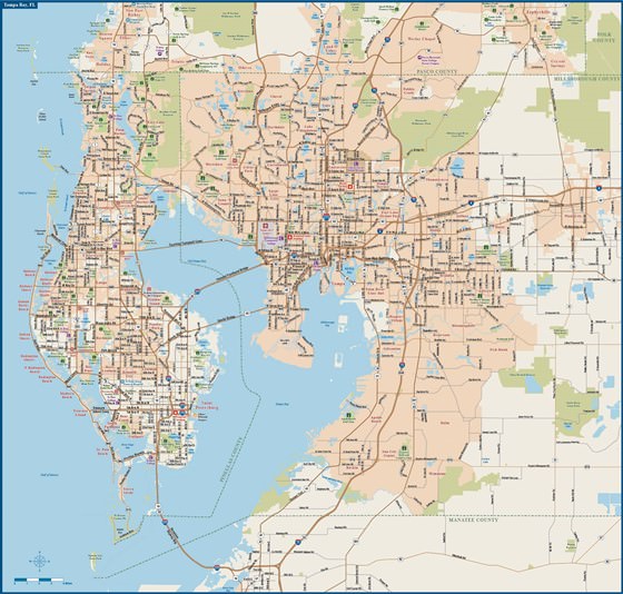 Detailed map of Tampa 2