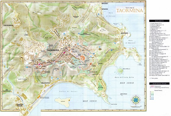 Detaillierte Karte von Taormina 2