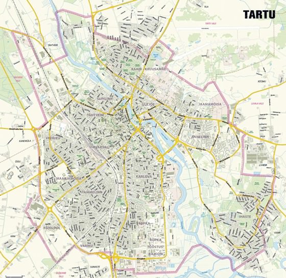 Hoge-resolutie kaart van Tartu
