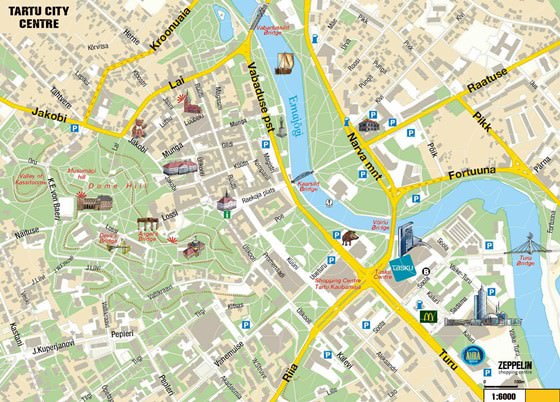 Gedetailleerde plattegrond van Tartu