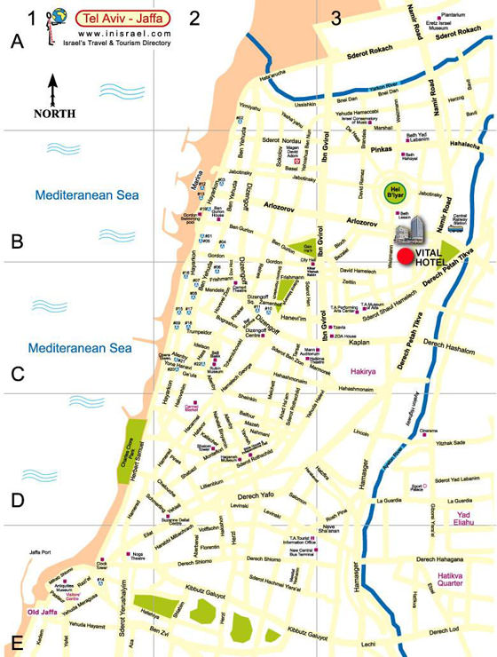 Gedetailleerde plattegrond van Tel Aviv