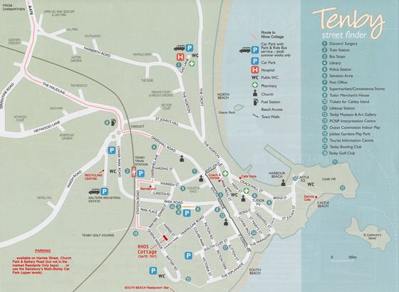 Подробная карта Тенби 2