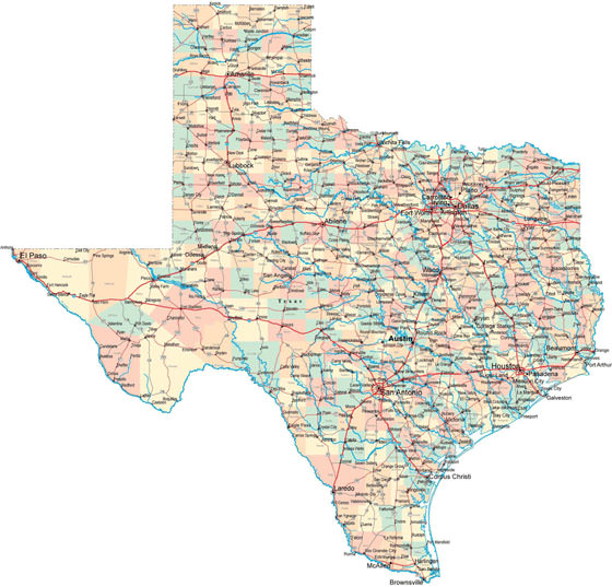 Детальная карта Техаса 1