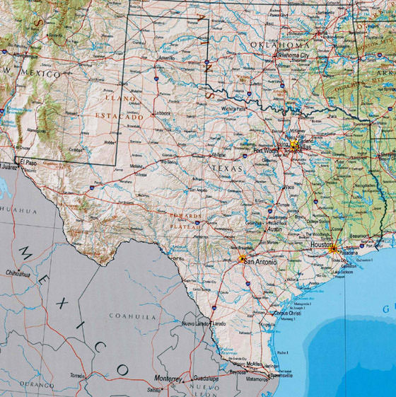 Mapa detallado de Texas 2