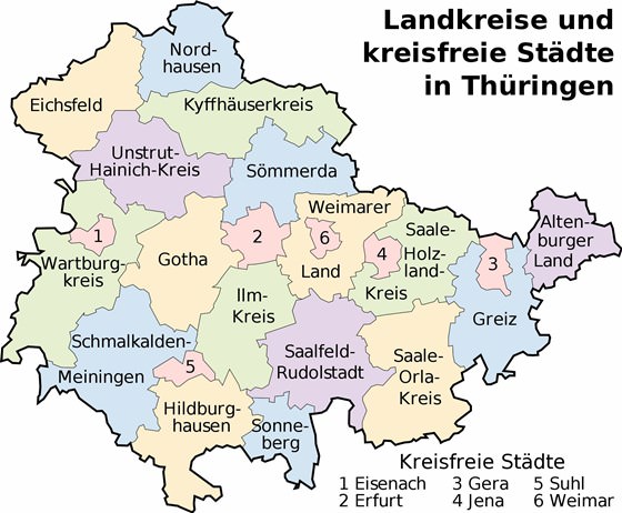 Stadtplan von Thüringen | Detaillierte gedruckte Karten von Thüringen