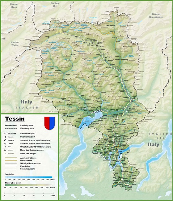 Große Karte von Tessin 1