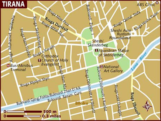 Detaillierte Karte von Tirana 2