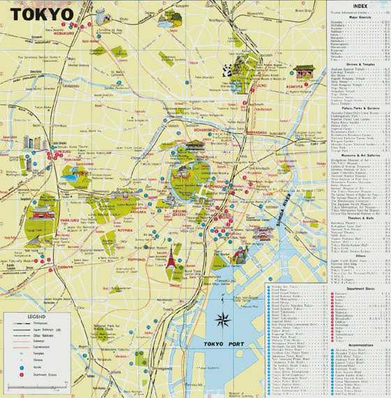 Gedetailleerde plattegrond van Tokyo