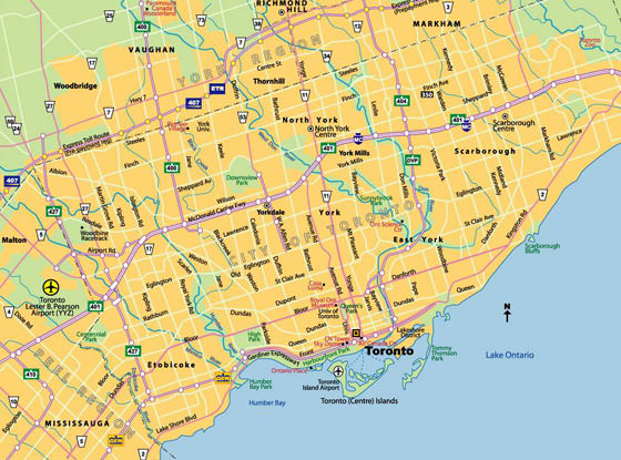 Gedetailleerde plattegrond van Toronto
