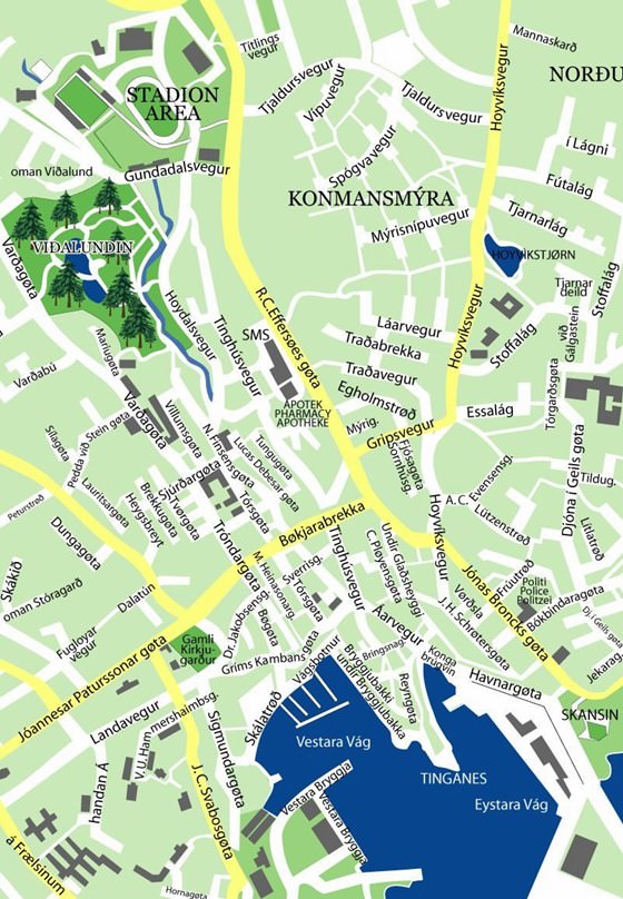 Gedetailleerde plattegrond van Torshavn