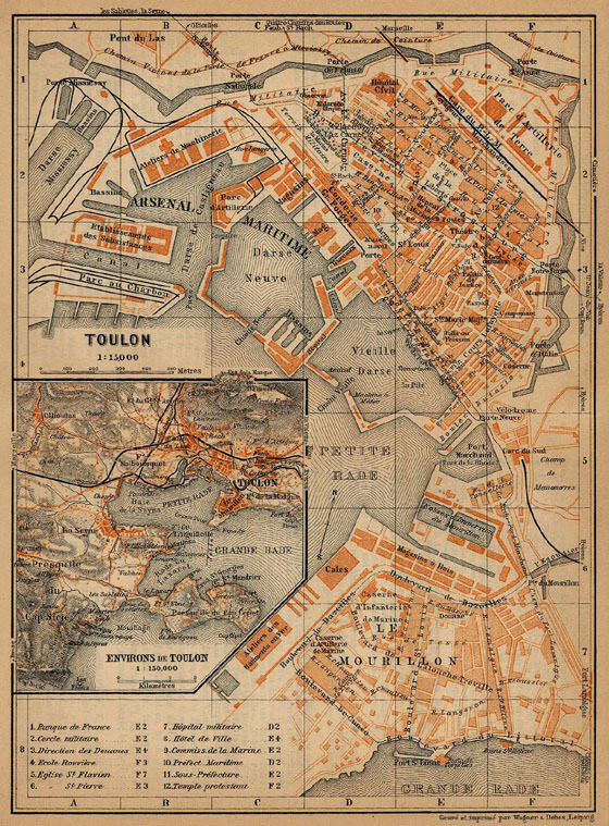 Gedetailleerde plattegrond van Toulon