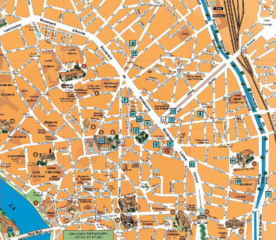 Hoge-resolutie kaart van Toulouse