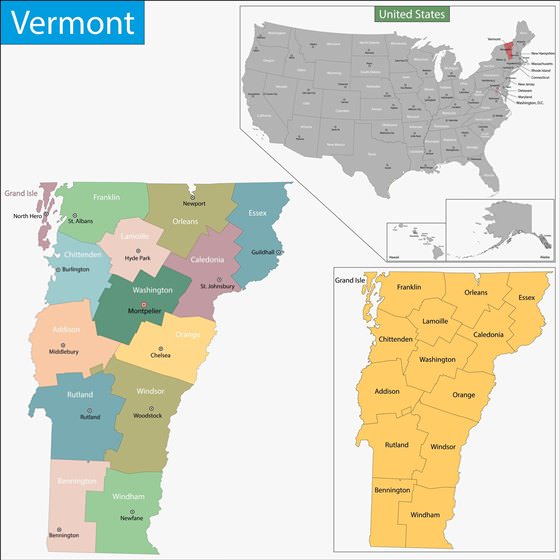 Подробная карта Вермонта 2