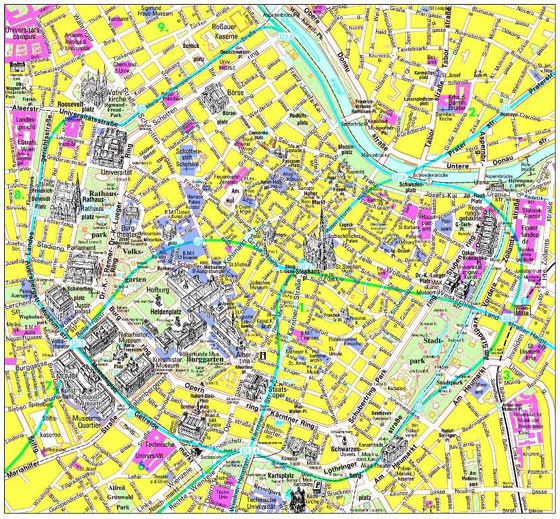 Gedetailleerde plattegrond van Wenen