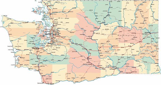 Mapa detallado de Washington 2