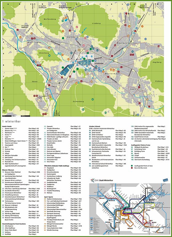 Gedetailleerde plattegrond van Winterthur