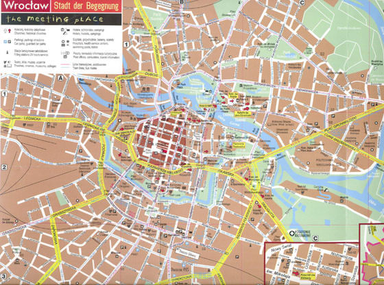 Gedetailleerde plattegrond van Wroclaw