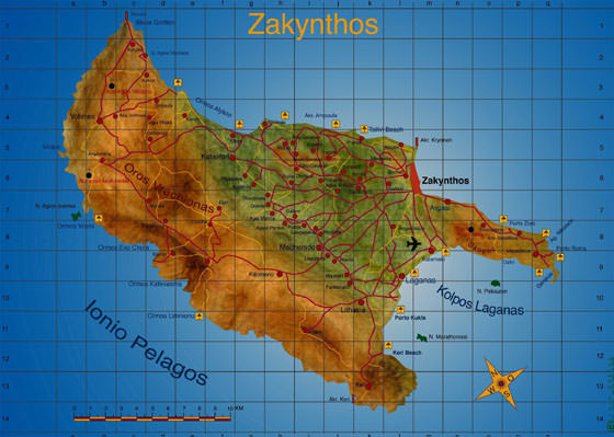 Gedetailleerde plattegrond van Zakynthos