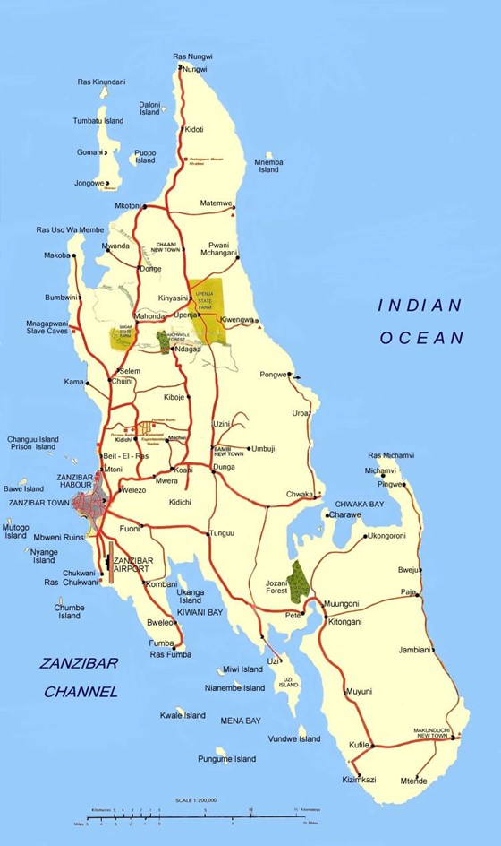 Large map of Zanzibar Island 1