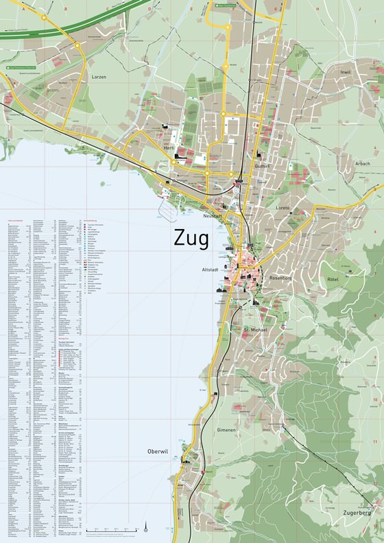 Gedetailleerde plattegrond van Zug