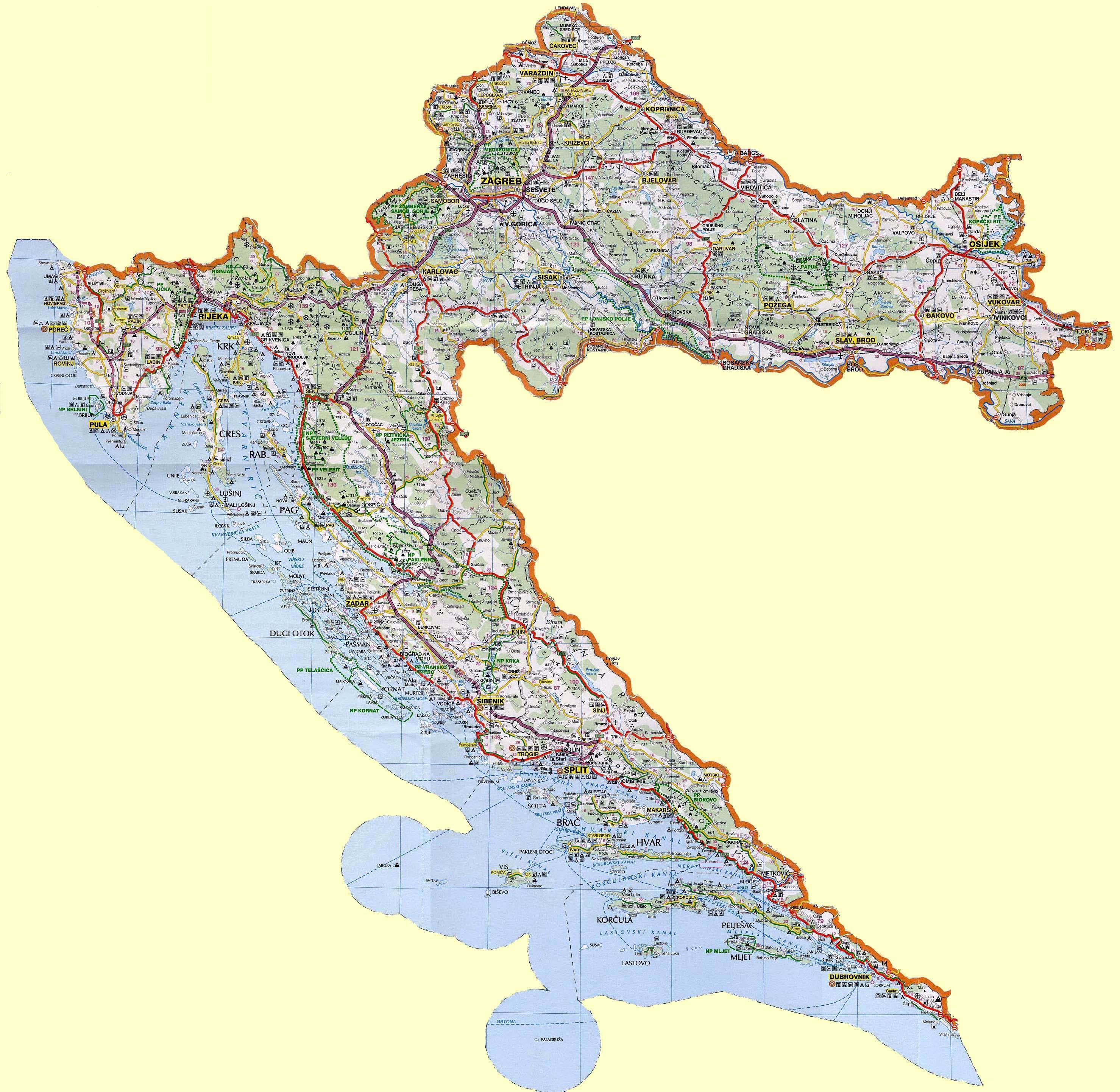 auto karta otok rab Croatia Maps | Printable Maps of Croatia for Download auto karta otok rab