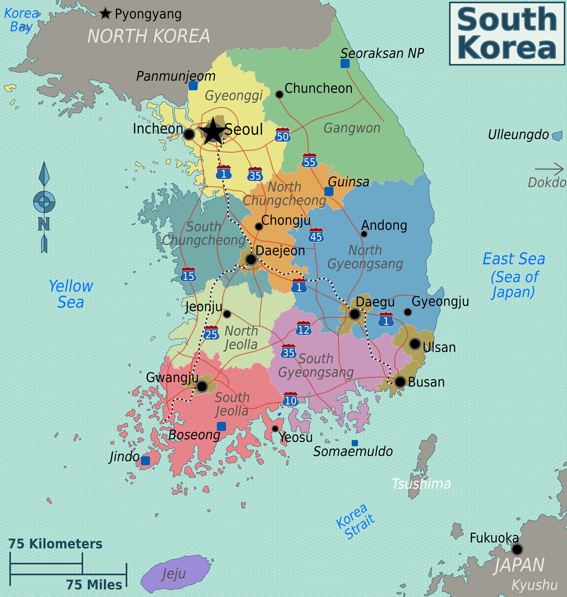 Mapas Imprimidos de Corea del Sur con Posibilidad de Descargar