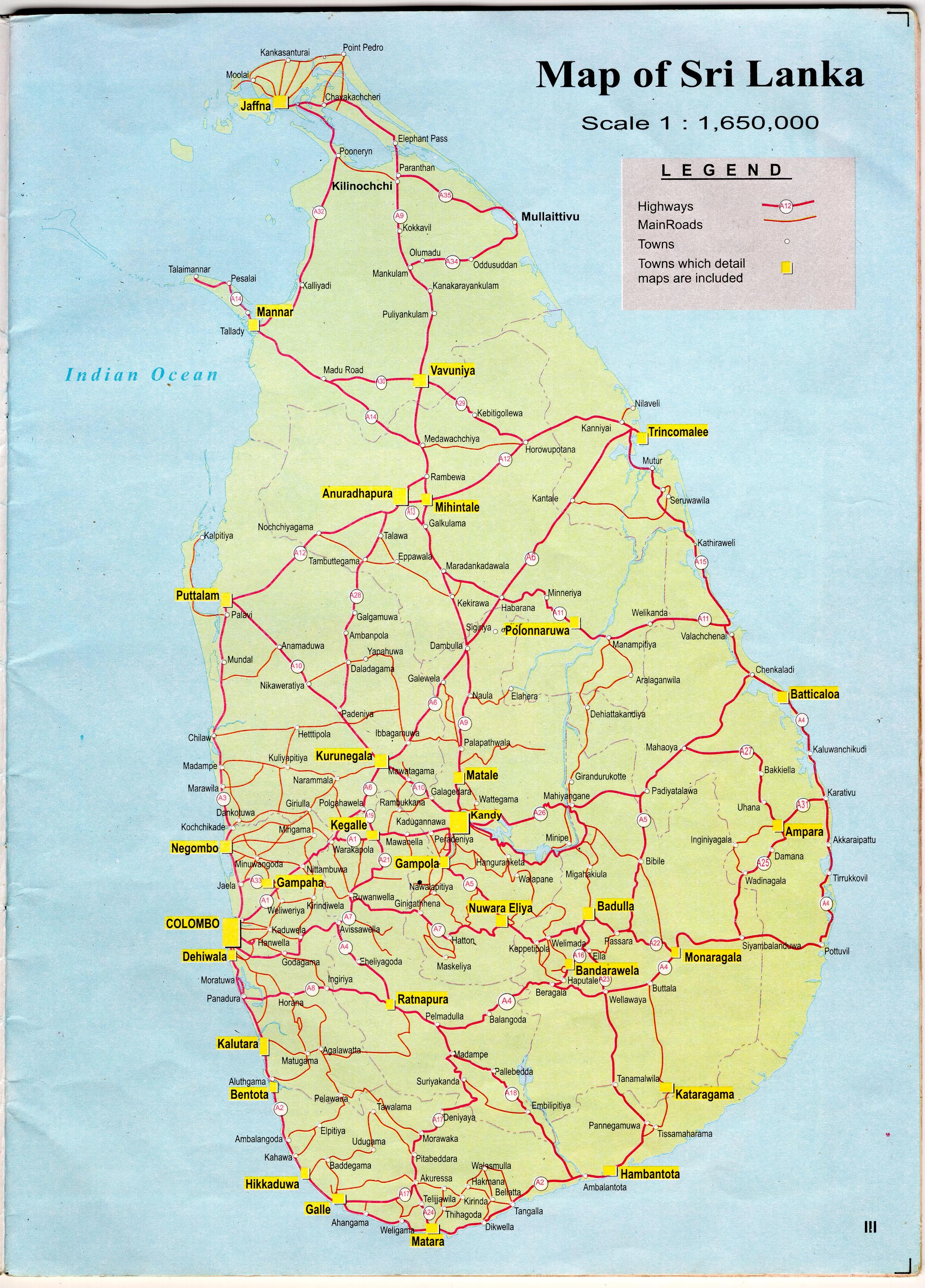 carte geographique du sri lanka