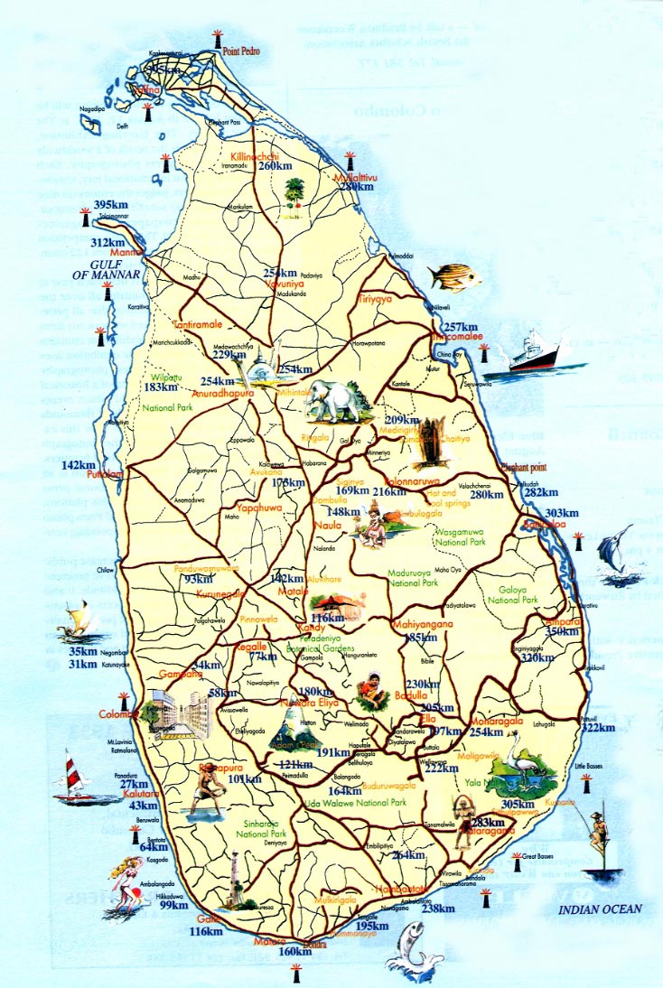 carte geographique du sri lanka