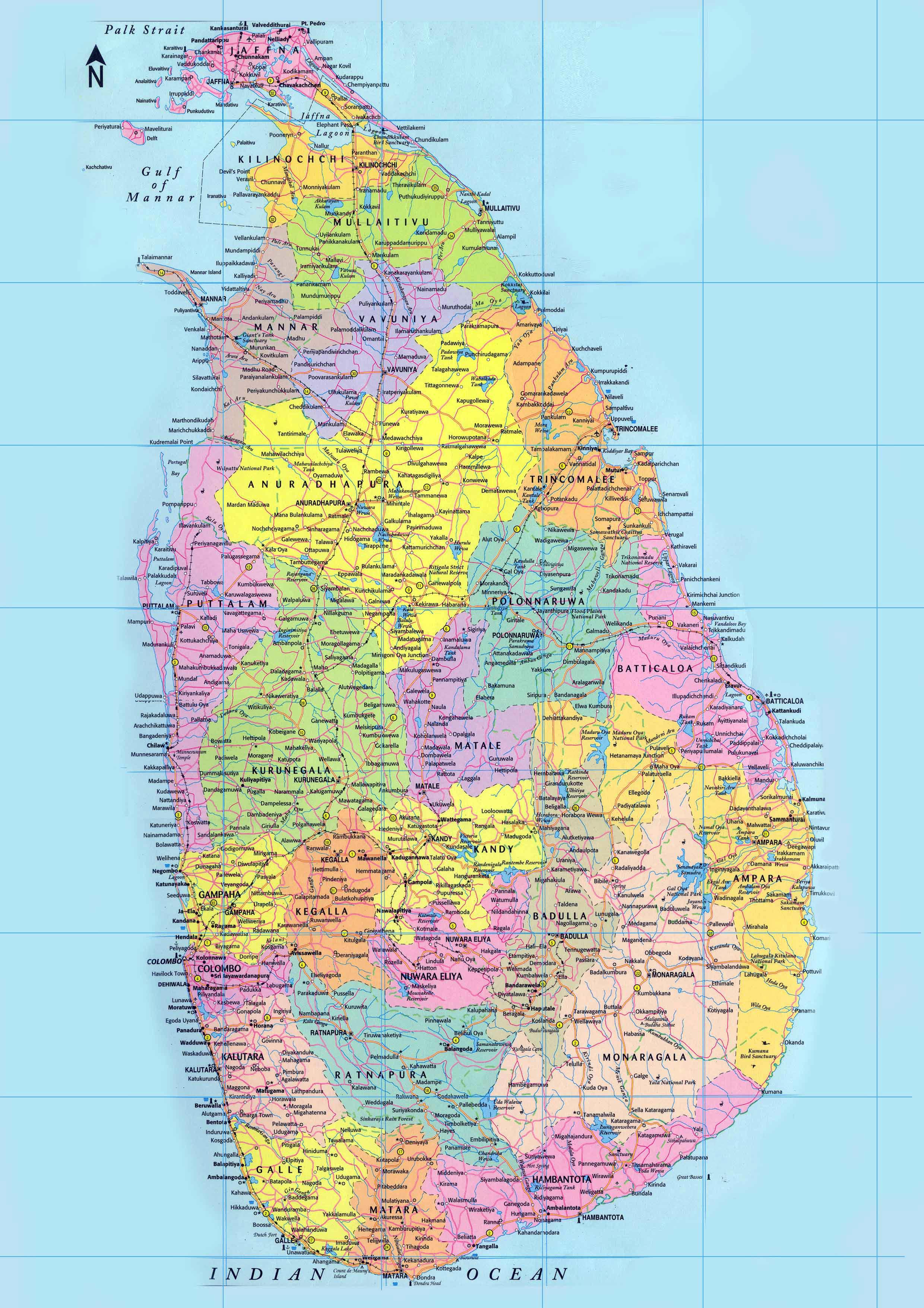 Sri Lanka Road Map Distance Chart