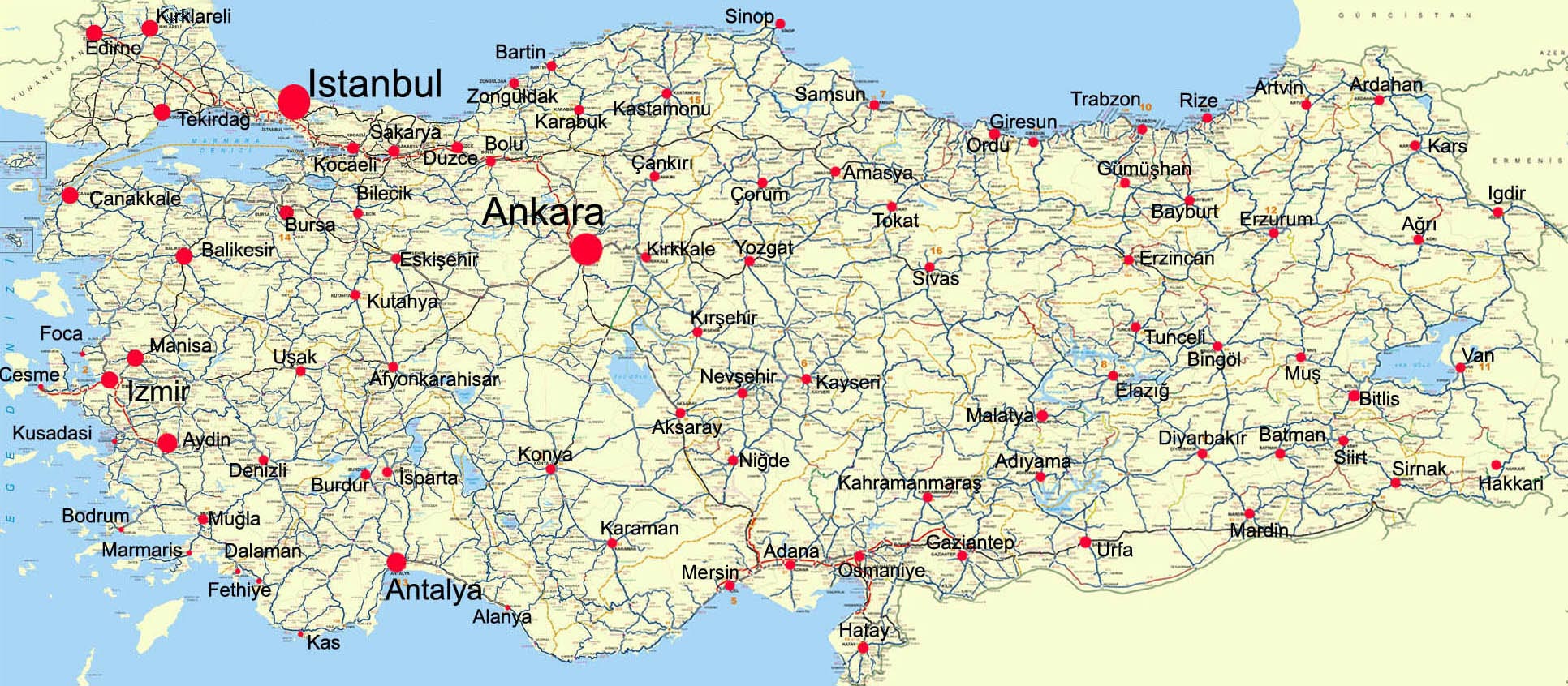 carte routiere turquie