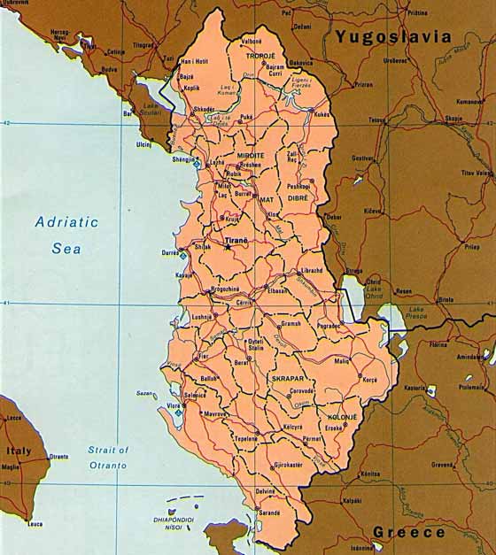 Детальная карта Албании