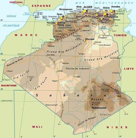 Детальная карта Алжира