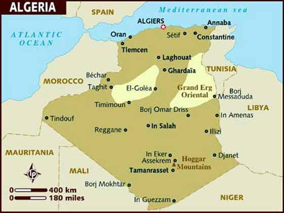 Mapa detallado de Argelia