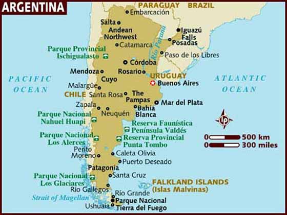 Large map of Argentina