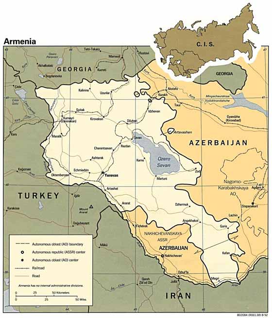 Detailed map Armenia