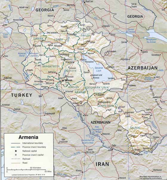 Detailed map of Armenia