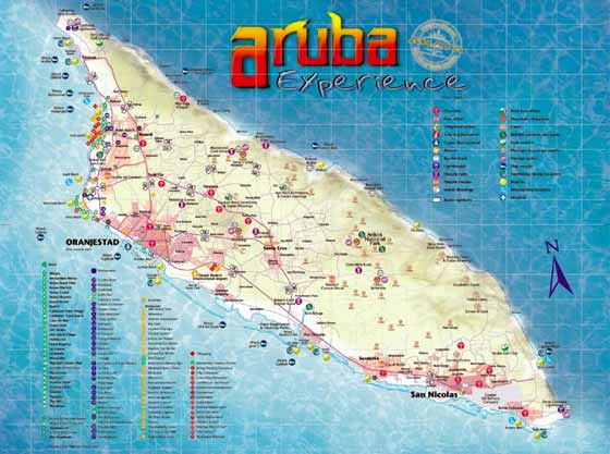 Detailed map of Aruba