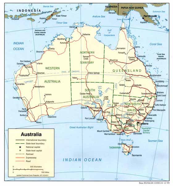 Plattegrond van Australie